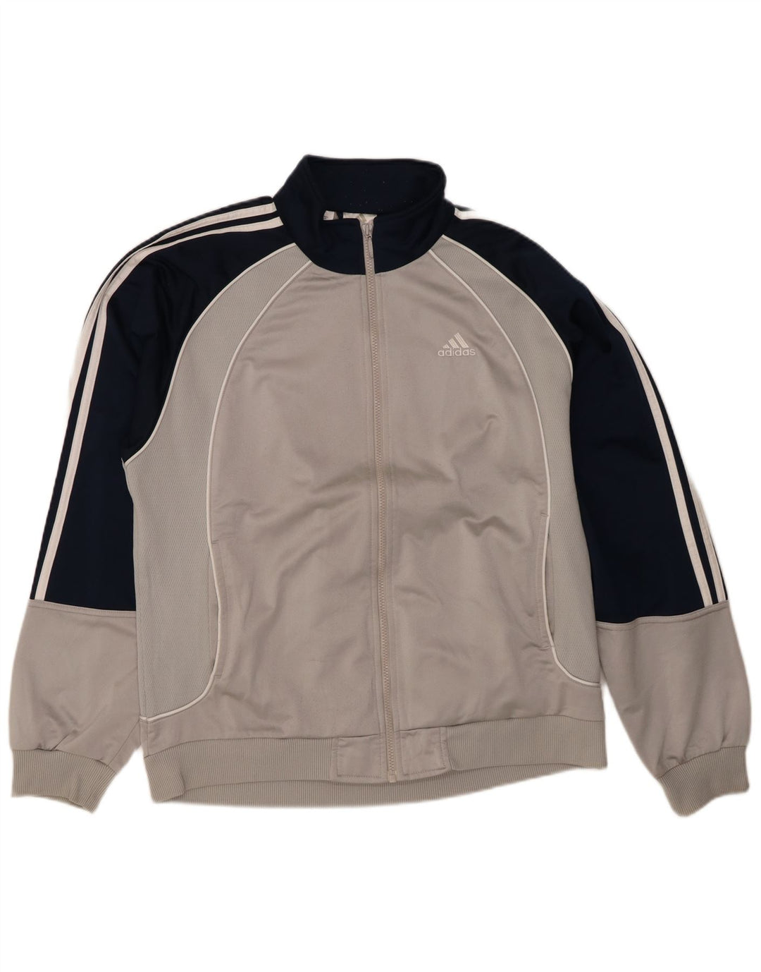 Adidas Mens Tracksuit Top Jacket UK 42/44 Grande Cinza Colorblock Poliéster