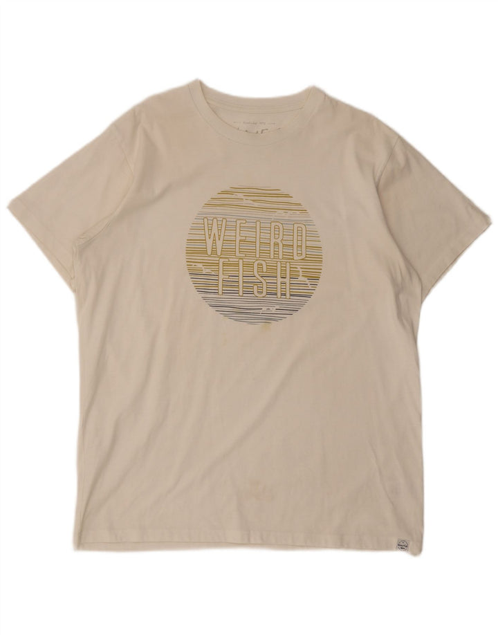 Camiseta gráfica masculina Weird Fish Top XL algodão branco