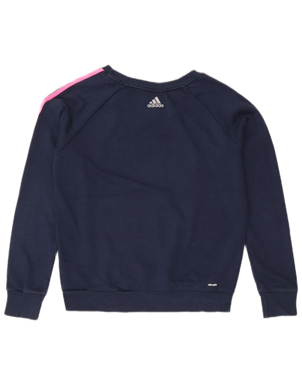 Adidas Feminino Climalite Graphic Moletom Jumper Reino Unido 12/14 Médio Azul Marinho
