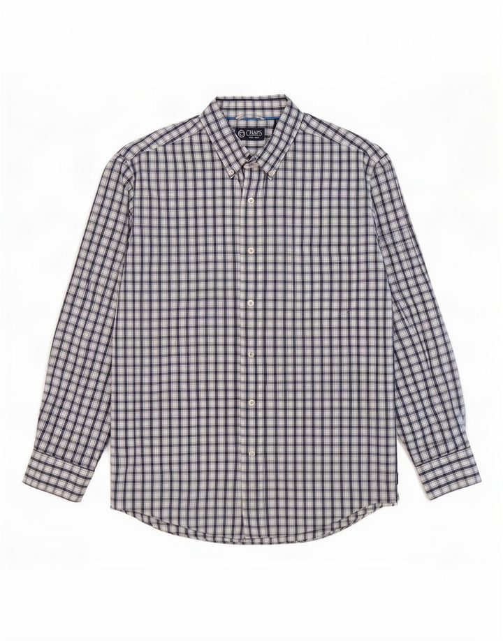 Camisa masculina Chaps XL azul marinho xadrez algodão