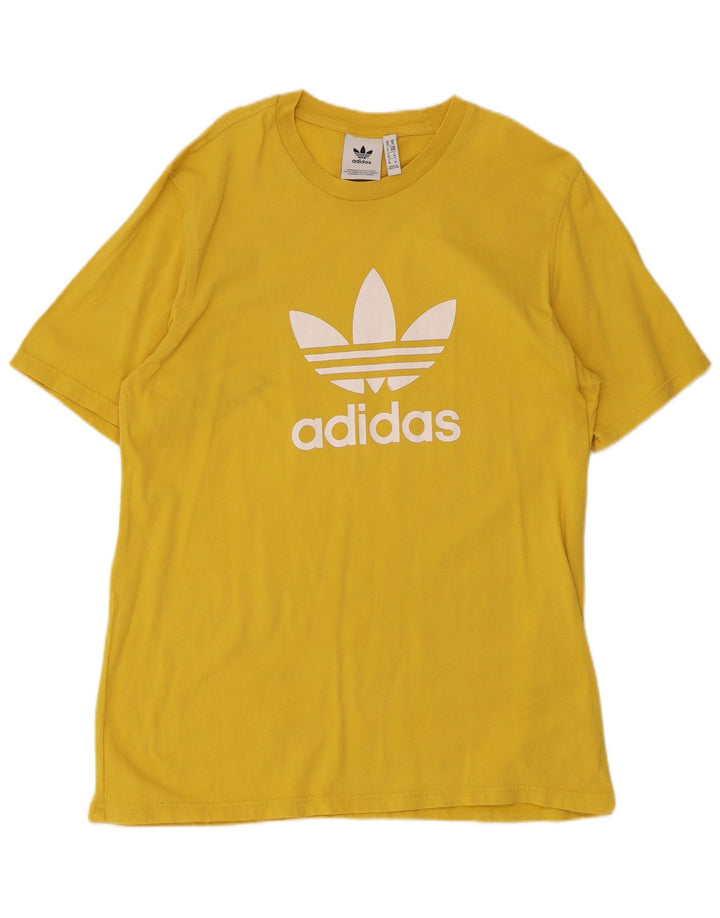 Adidas Mens Graphic T-Shirt Top Médio Algodão Amarelo