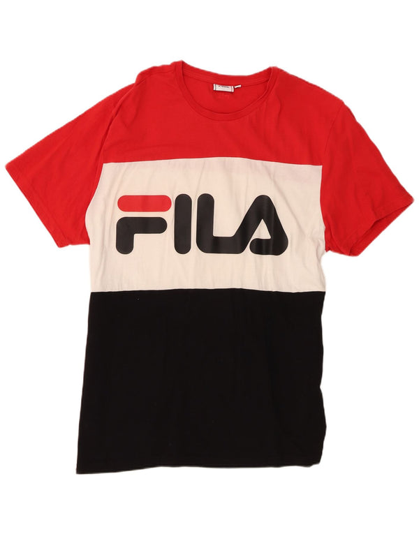 Camiseta masculina Fila Graphic Top XL algodão colorblock multicolorido