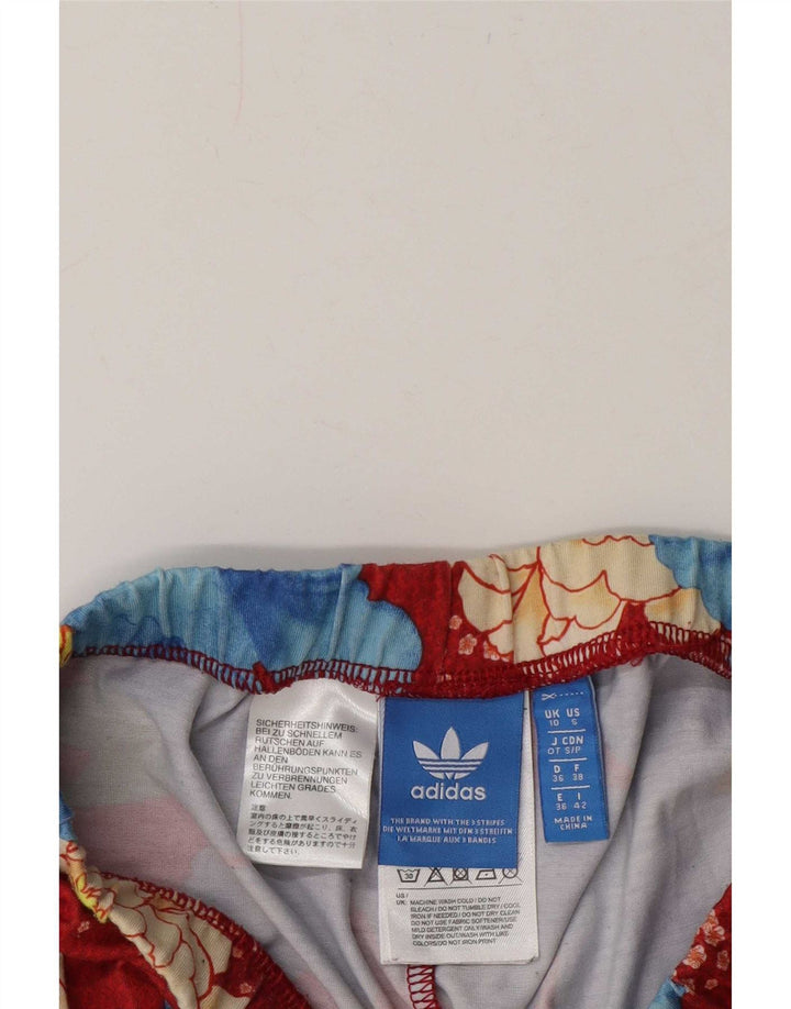 Leggings Adidas Femininas UK 10 Pequenas Poliéster Floral Vermelho