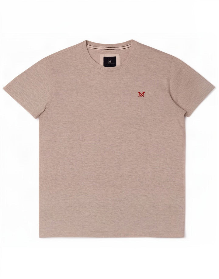 Camiseta masculina Crew Clothing Top algodão cinza médio