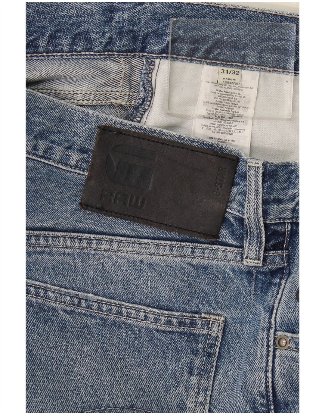 Jeans retos masculinos G-Star W31 L32 algodão azul