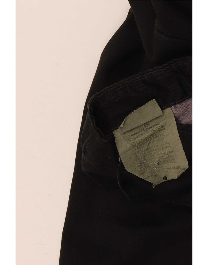 Calças cargo regulares femininas vintage pequenas W28 L30 algodão preto