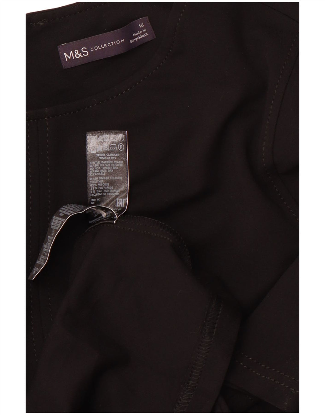 Vestido feminino MARKS & SPENCER manga comprida evasê Reino Unido 16 grande viscose preta