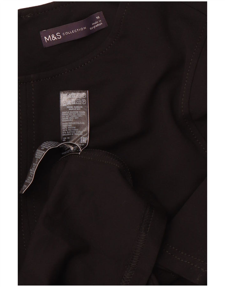 Vestido feminino MARKS & SPENCER manga comprida evasê Reino Unido 16 grande viscose preta
