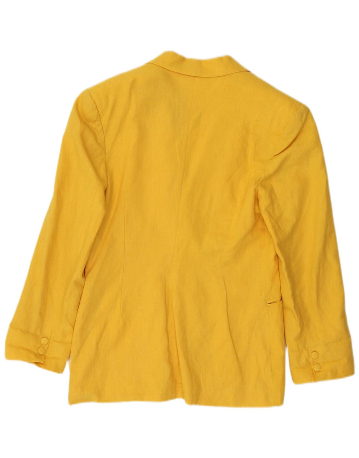 Jaqueta blazer feminina POP 84 com 2 botões UK 12 linho amarelo médio