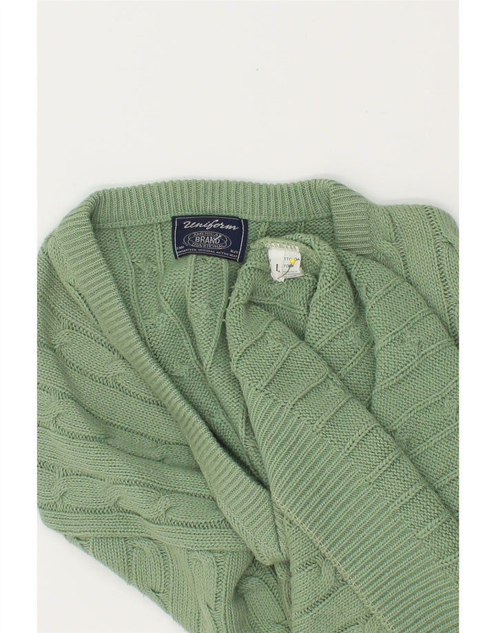 Suéter masculino UNIFORM com decote em V grande acrílico verde