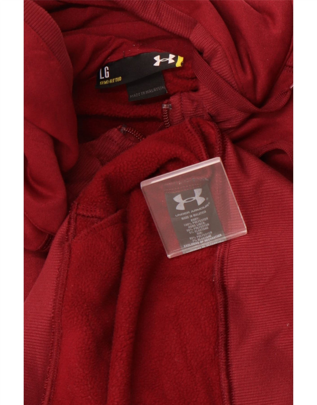 Suéter feminino com capuz e zíper UNDER ARMOUR Reino Unido 16 grande poliéster cor de vinho