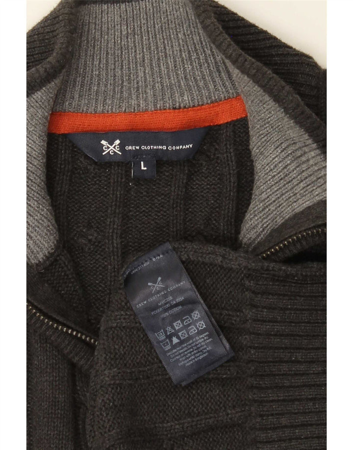 Suéter masculino J. Crew com zíper e gola grande de algodão cinza