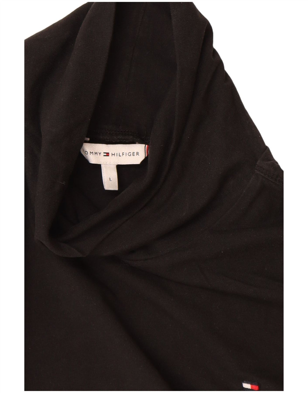 Top feminino TOMMY HILFIGER manga comprida UK 14 grande preto