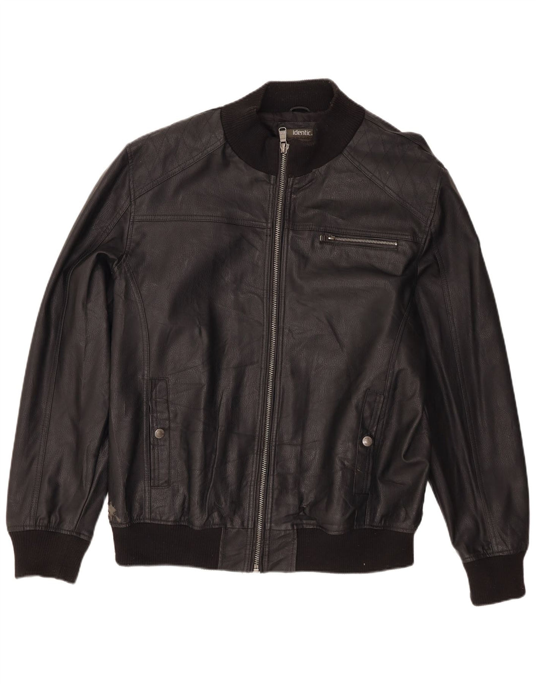 Jaqueta bomber masculina idêntica Motorstyle couro falso Reino Unido 42 XL poliéster preto