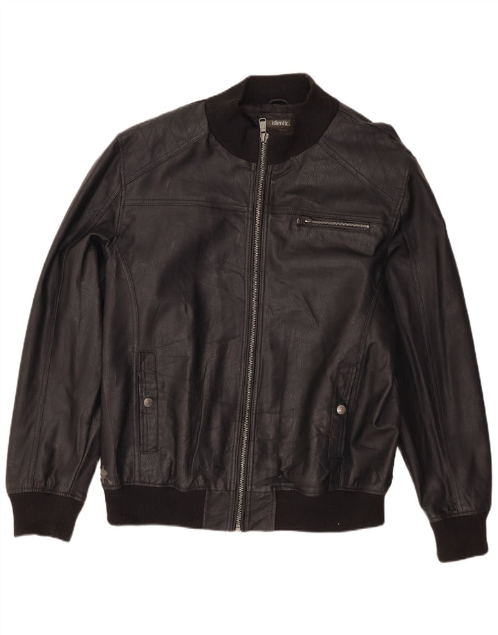 Jaqueta bomber masculina idêntica Motorstyle couro falso Reino Unido 42 XL poliéster preto