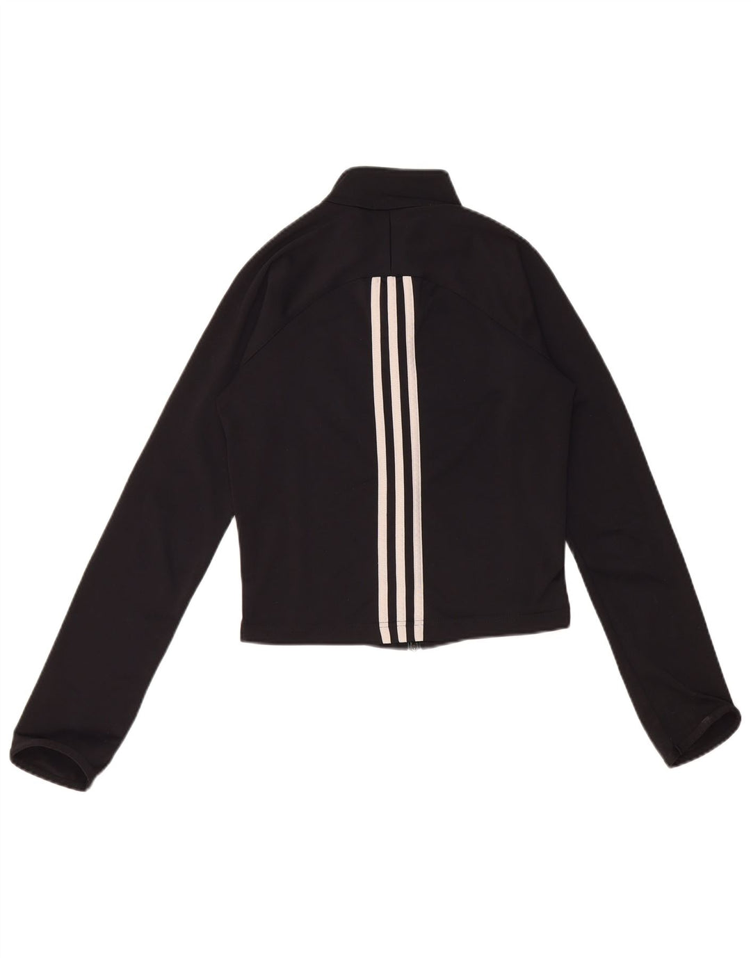 Adidas Womens Crop Tracksuit Top Jacket UK 10 Pequeno Poliéster Preto