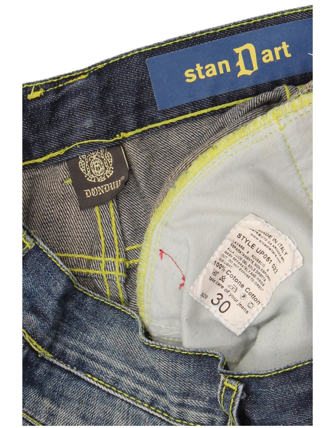DONDUP Masculino Stan Dart Straight Jeans W30 L33 Azul Marinho Algodão