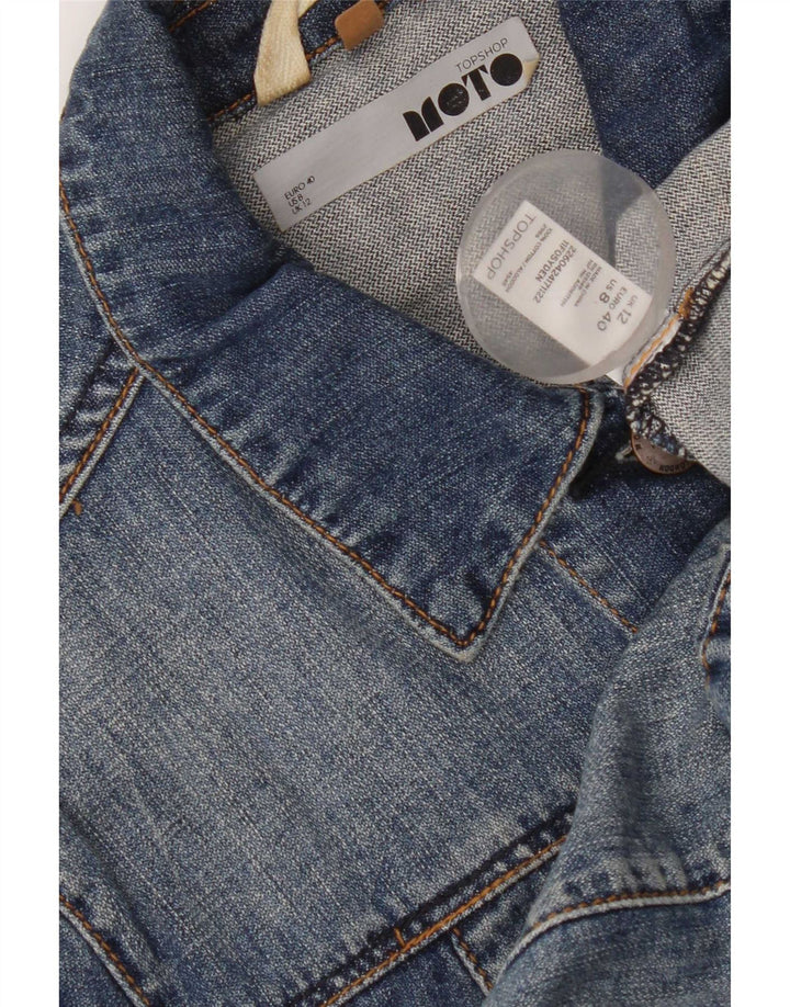 Jaqueta jeans feminina Topshop UK 12 algodão azul médio