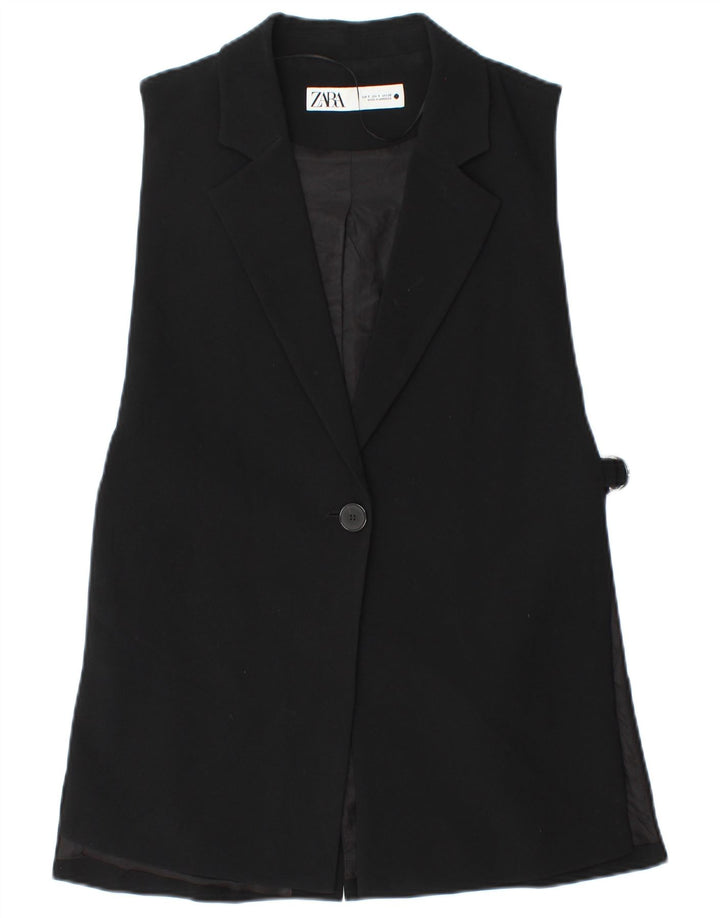 Jaqueta blazer feminina sem mangas com 1 botão Zara Reino Unido 10 pequena preta
