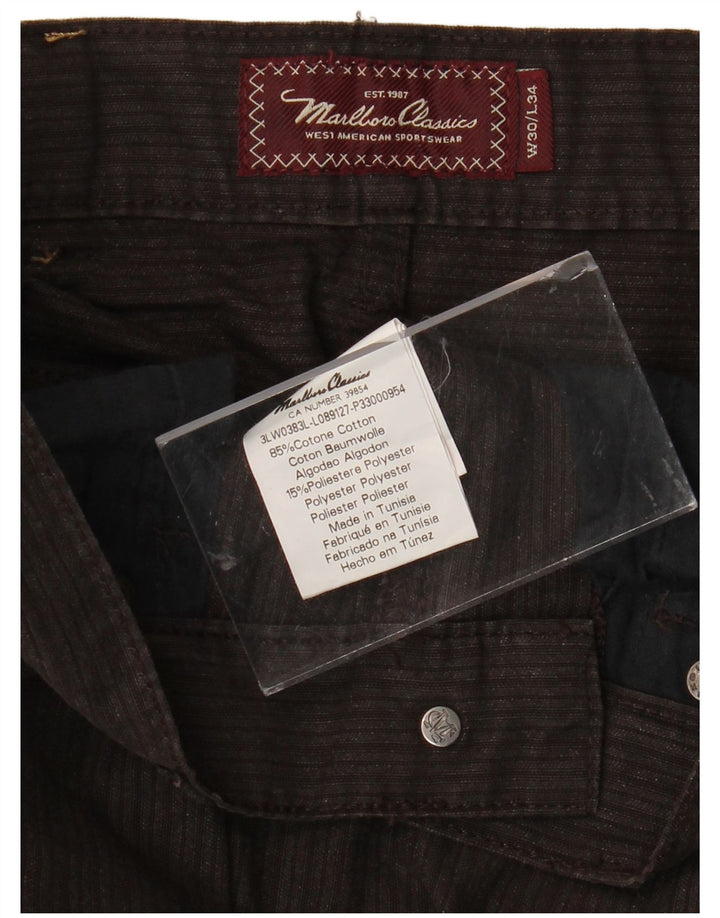 MARLBORO CLASSICS Calça masculina reta casual W30 L34 algodão marrom