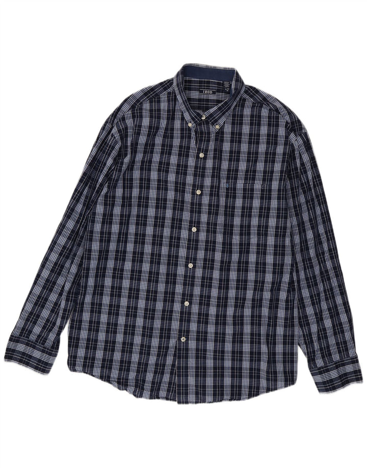 Camisa masculina IZOD XL algodão xadrez azul marinho