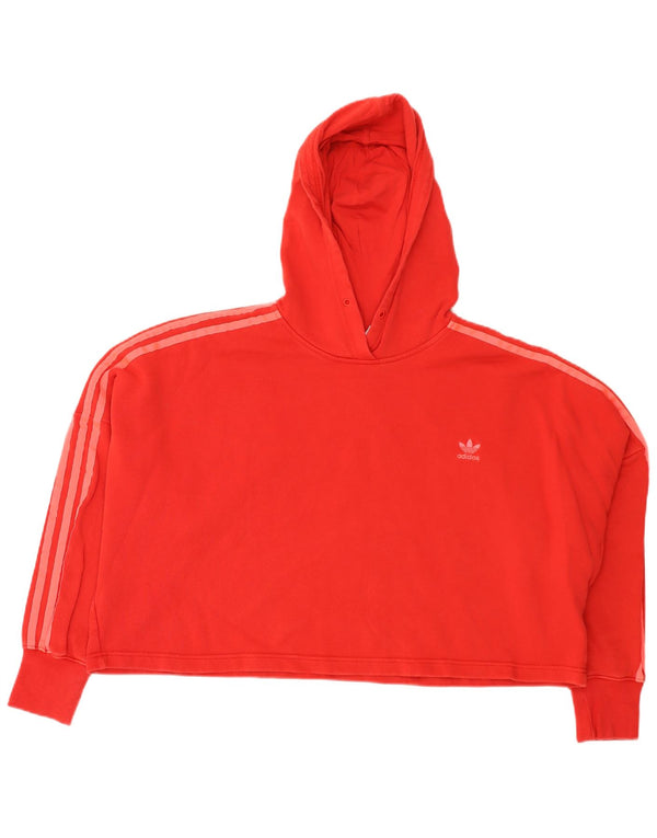 Adidas Womens Crop Oversized Hoodie Jumper Reino Unido 14 Médio Algodão Vermelho
