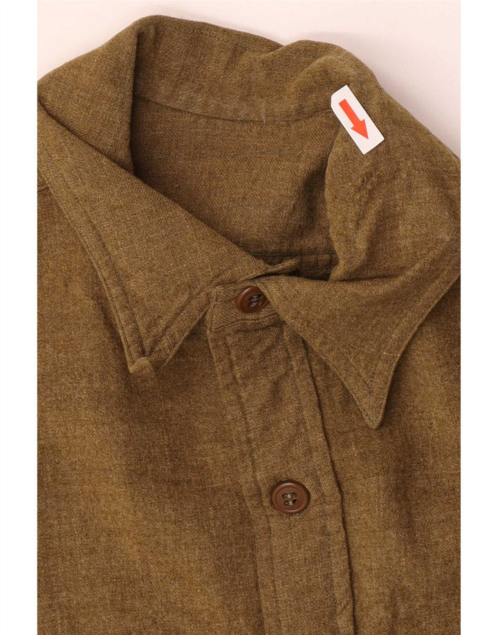 Camisa de flanela masculina vintage médio verde clássico