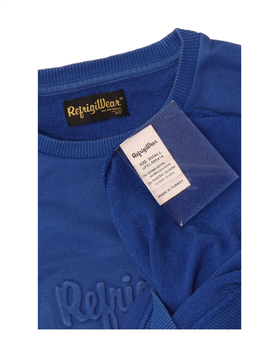 Refrigiwear moletom masculino gráfico jumper pequeno azul algodão