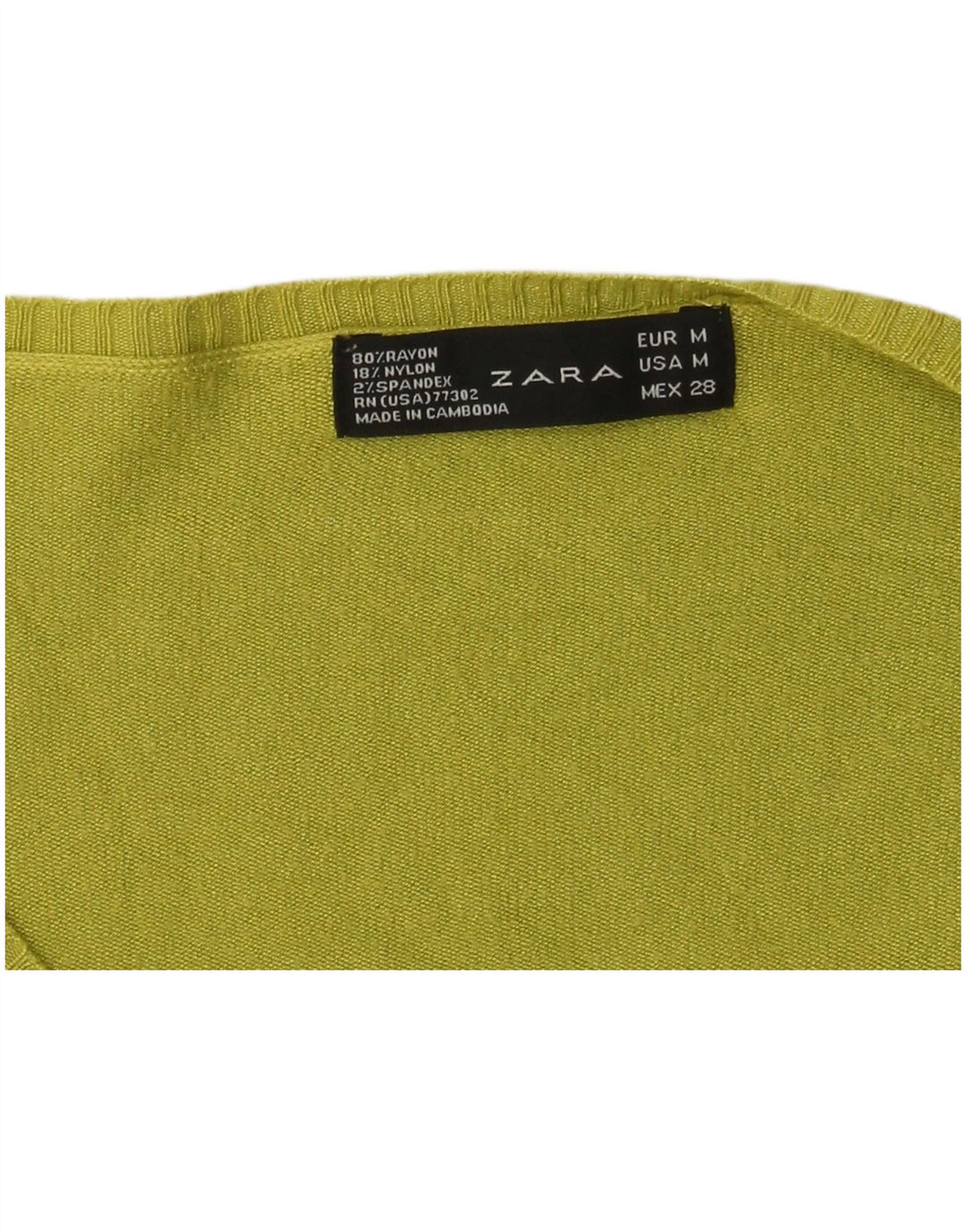 Suéter feminino Zara com decote em V Reino Unido 12 rayon verde médio