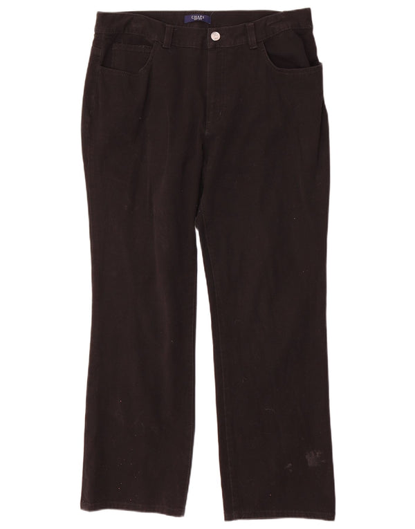 Calça feminina reta casual Chaps US 12 grande W32 L28 algodão preto