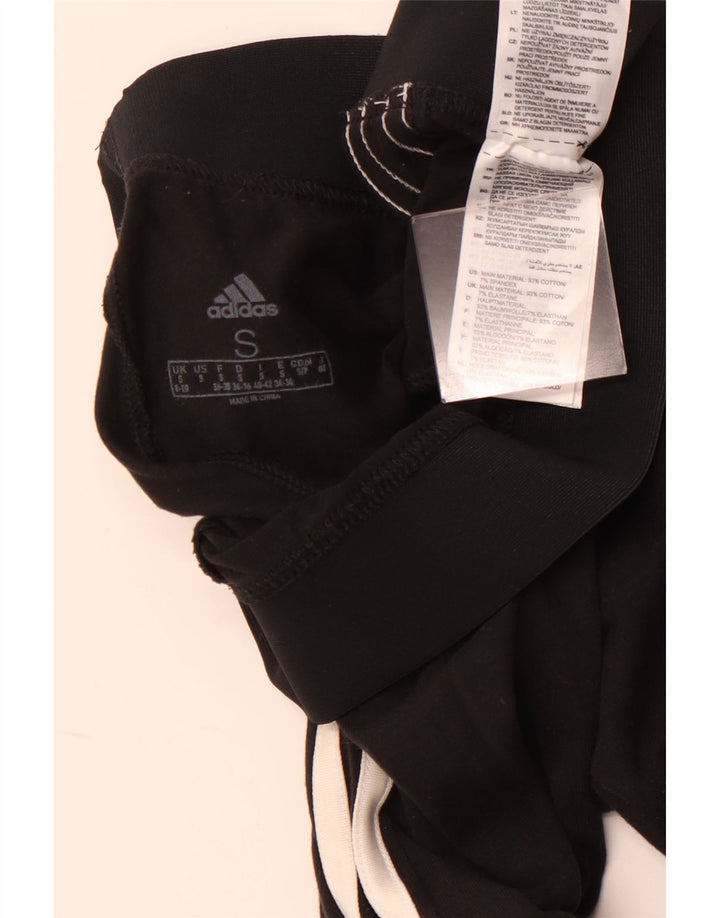 ADIDAS Womens Leggings UK 8/10 Pequeno Algodão Preto