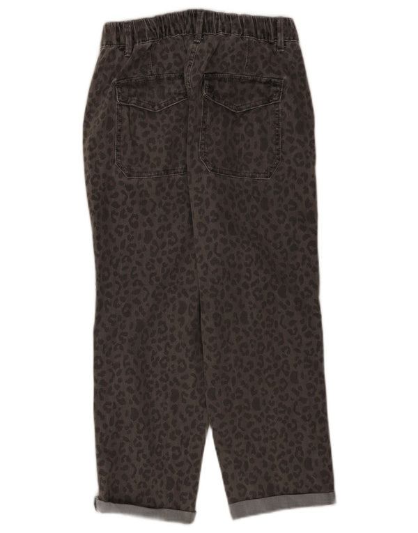 Calça jeans feminina Marks & Spencer UK 10 pequena W28 L21 cinza animal print