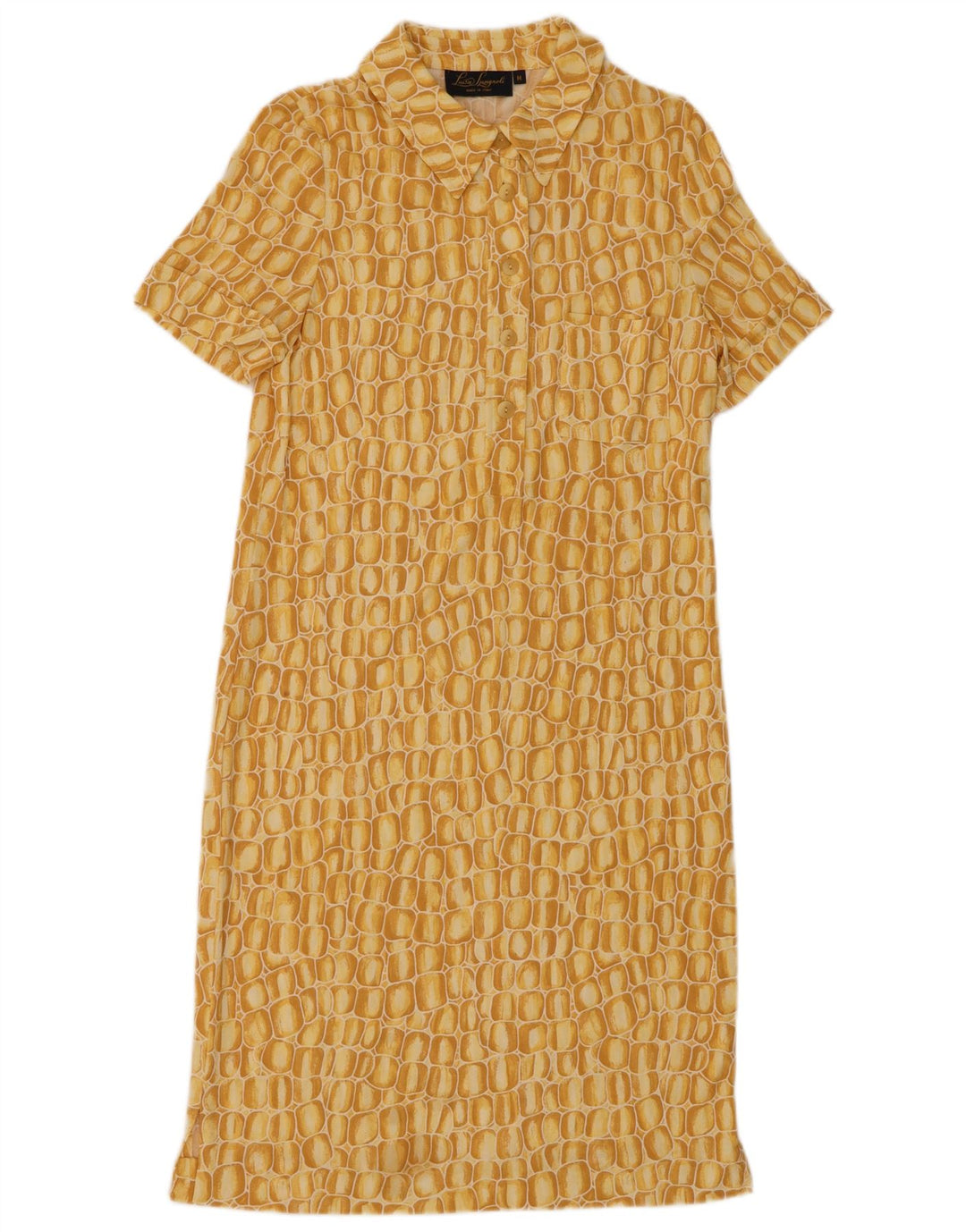 Luisa Spagnoli Pulôver Camisa Vestido Feminino Reino Unido 14 Médio Amarelo Geométrico