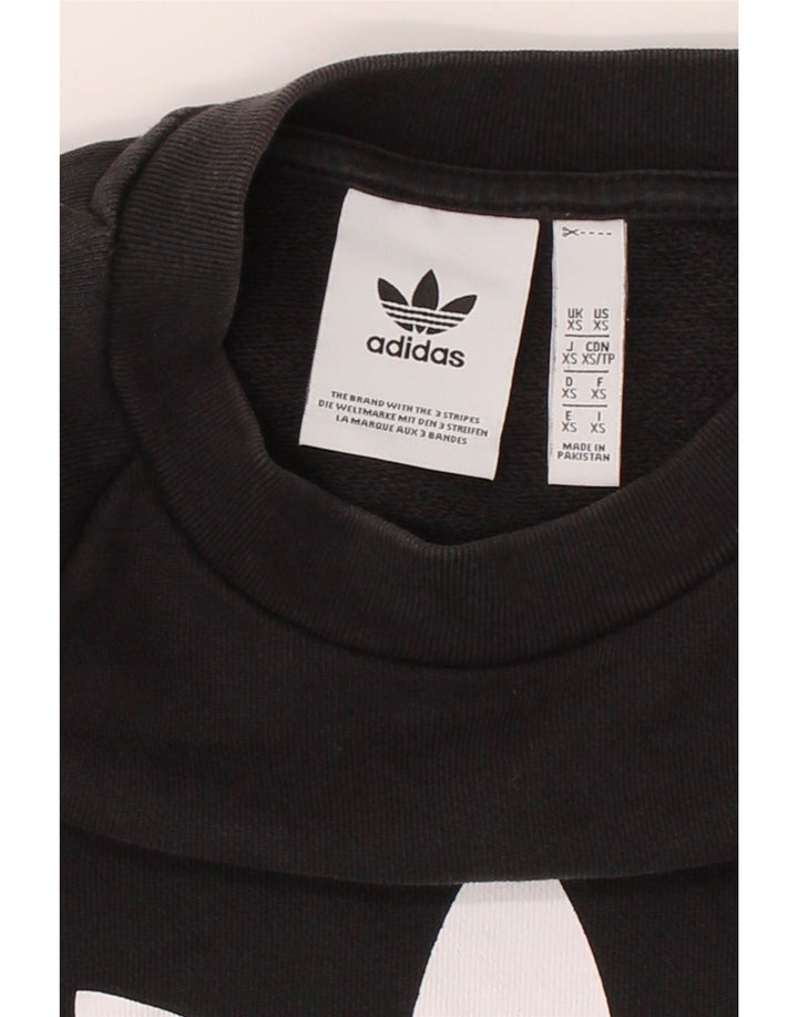 ADIDAS Mens Graphic Sweatshirt Jumper XS Black Cotton Vintage Adidas and Second-Hand Adidas from Messina Hembry 