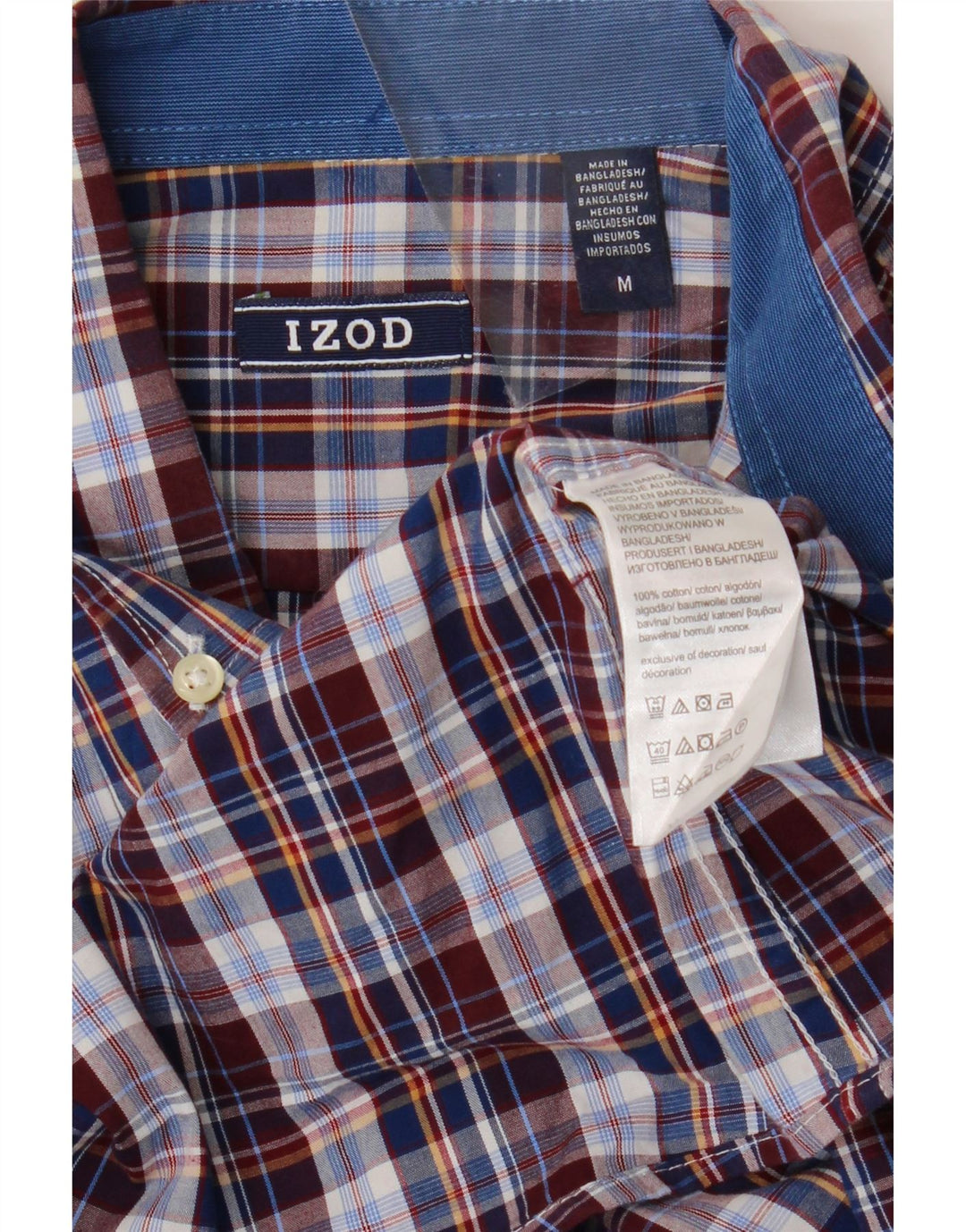 Camisa masculina Izod de algodão xadrez médio multicolorido