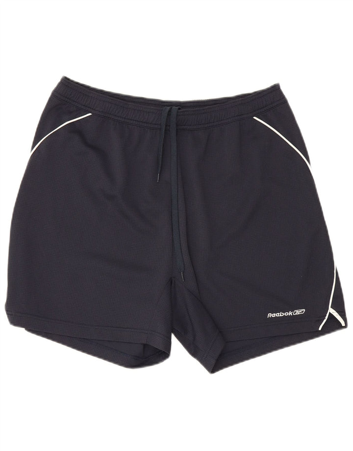 Shorts esportivos masculinos Reebok médio azul marinho poliéster