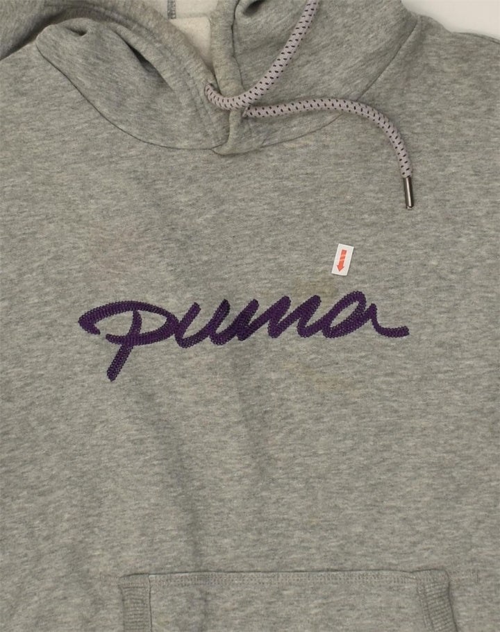 PUMA Womens Graphic Hoodie Jumper UK 16 Large Grey | Vintage Puma | Thrift | Second-Hand Puma | Used Clothing | Messina Hembry 