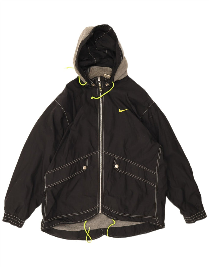 Jaqueta corta-vento feminina Nike com capuz grande tamanho US 12/14 grande preto nylon