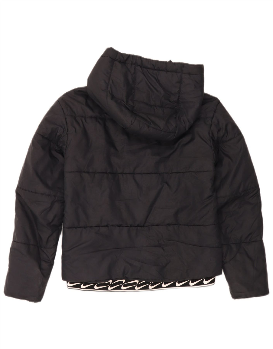 Jaqueta acolchoada com capuz gráfico feminino Nike UK 6 XS preto poliéster