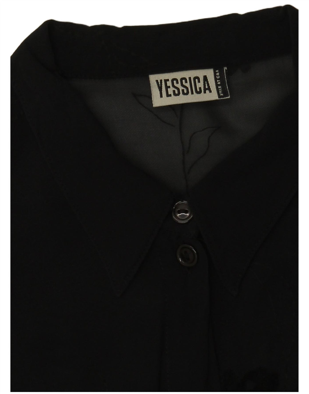 Blusa feminina transparente Yessica Reino Unido 16 grande preta floral