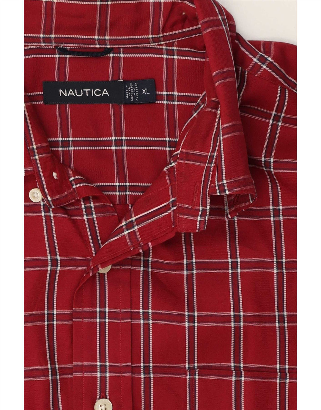 Camisa masculina Nautica XL vermelha xadrez algodão