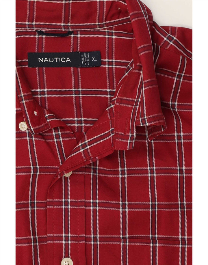 Camisa masculina Nautica XL vermelha xadrez algodão