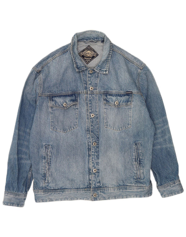 Jaqueta jeans masculina Superdry UK 40 grande algodão azul