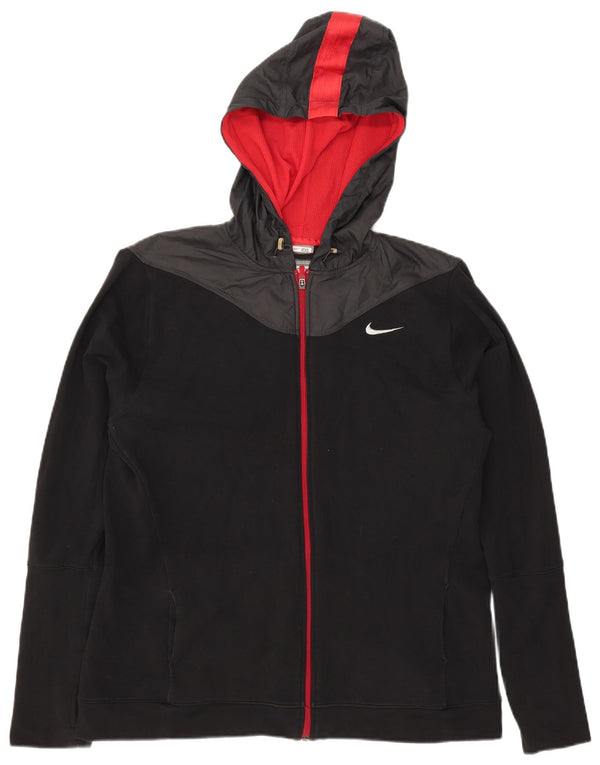 Suéter Nike feminino com capuz e zíper UK 20/22 2XL preto colorido bloco de algodão