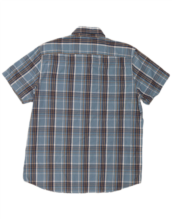 Camisa masculina Lee de manga curta regular fit grande algodão xadrez azul marinho