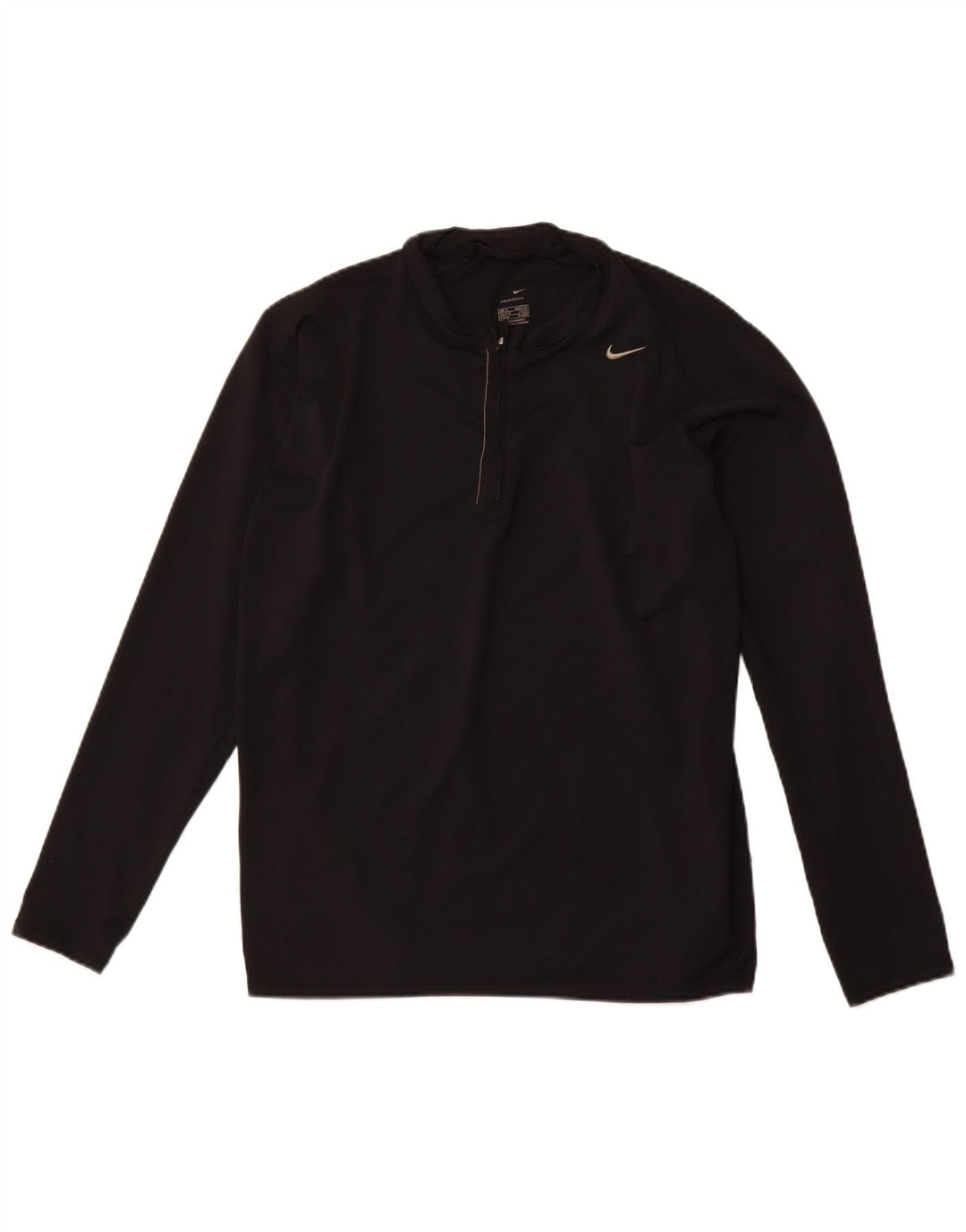 NIKE Mens Zip Neck Top Manga Longa XL Preto Colourblock Poliéster Esportes