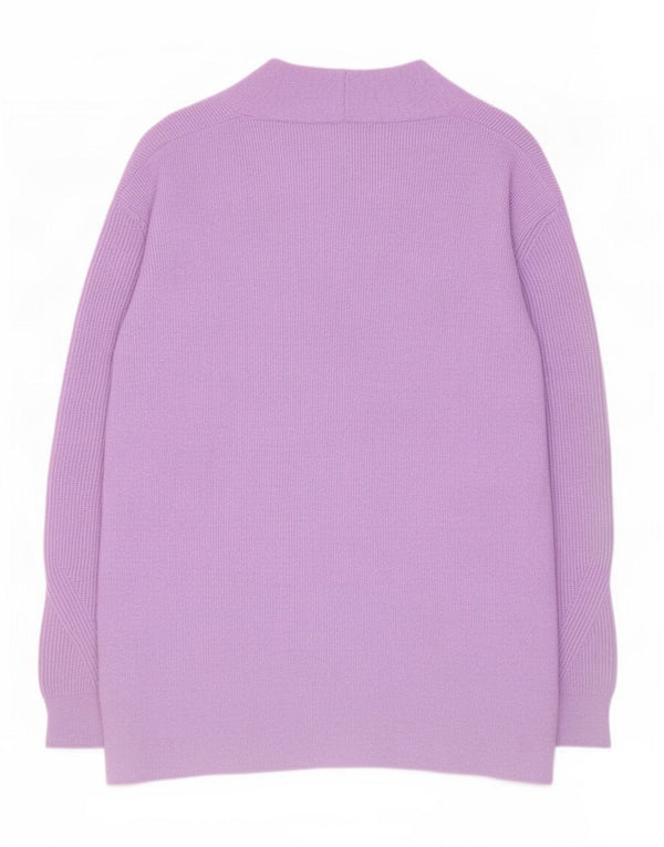 Suéter cardigã feminino Longline Marks & Spencer Reino Unido 14 grande roxo