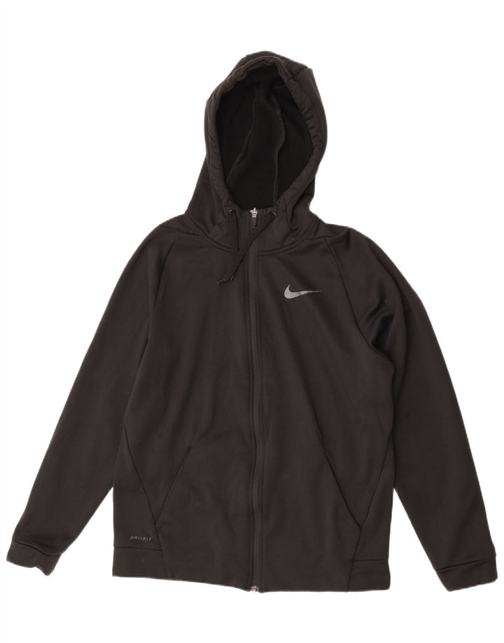 Suéter Nike masculino Dri Fit Zip com capuz médio preto poliéster