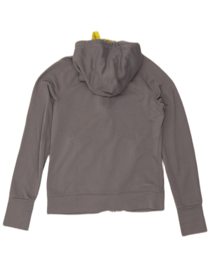 ADIDAS Womens Climalite Zip Hoodie Sweater UK 8/10 Pequeno Cinza Poliéster