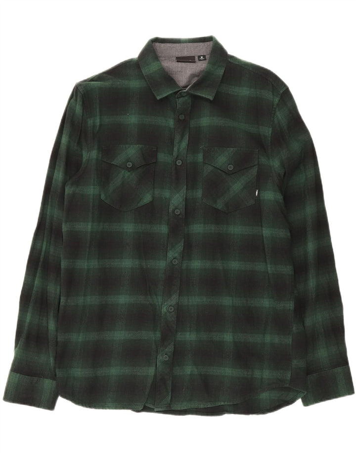 Camisa masculina de flanela VANS médio verde xadrez algodão